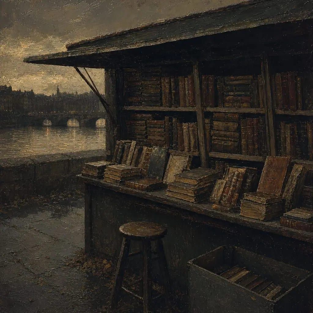 Un étal de livres anciens reliés cuir